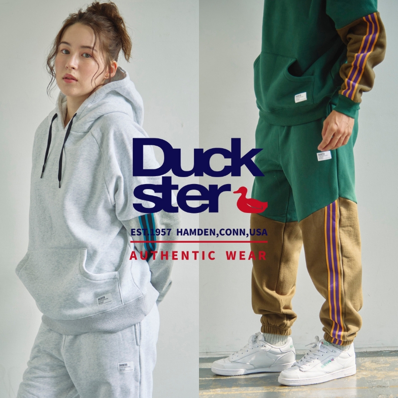 《go slow caravan》セットアップ対応☆DUCKSTERからバイカラーストライプのフーディ＆スウェットパンツ登場！