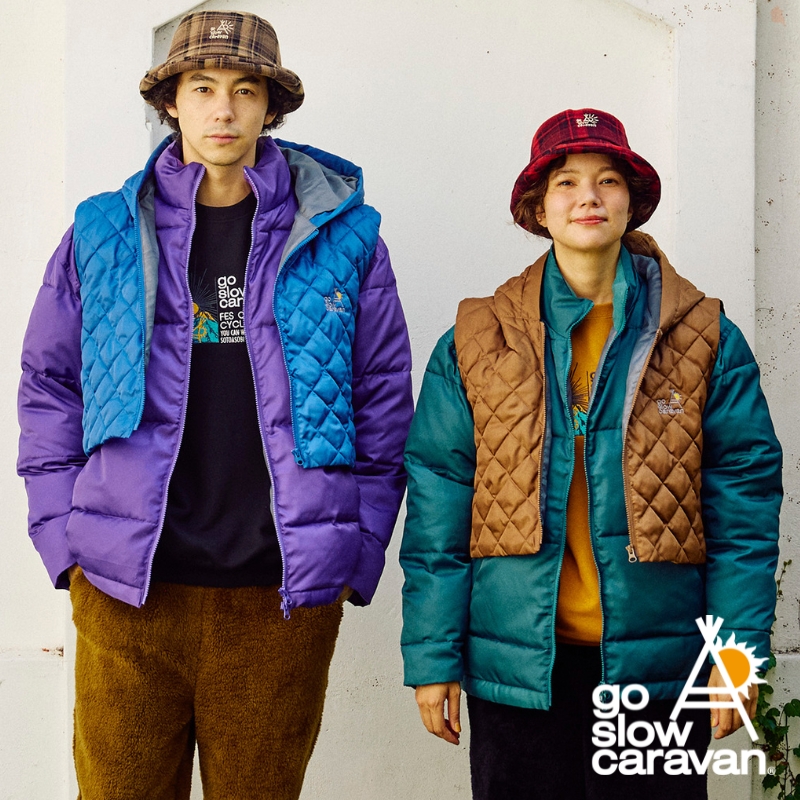 《go slow caravan》700FPダウン同等の保温力☆米アライド社のLOFTECH Ecoを採用したパファージャケット登場！