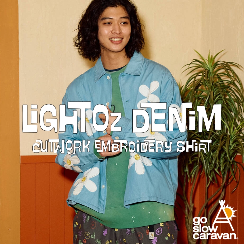 《go slow caravan》花柄カットワーク☆ライトオンスデニムの刺しゅうシャツJKT登場！